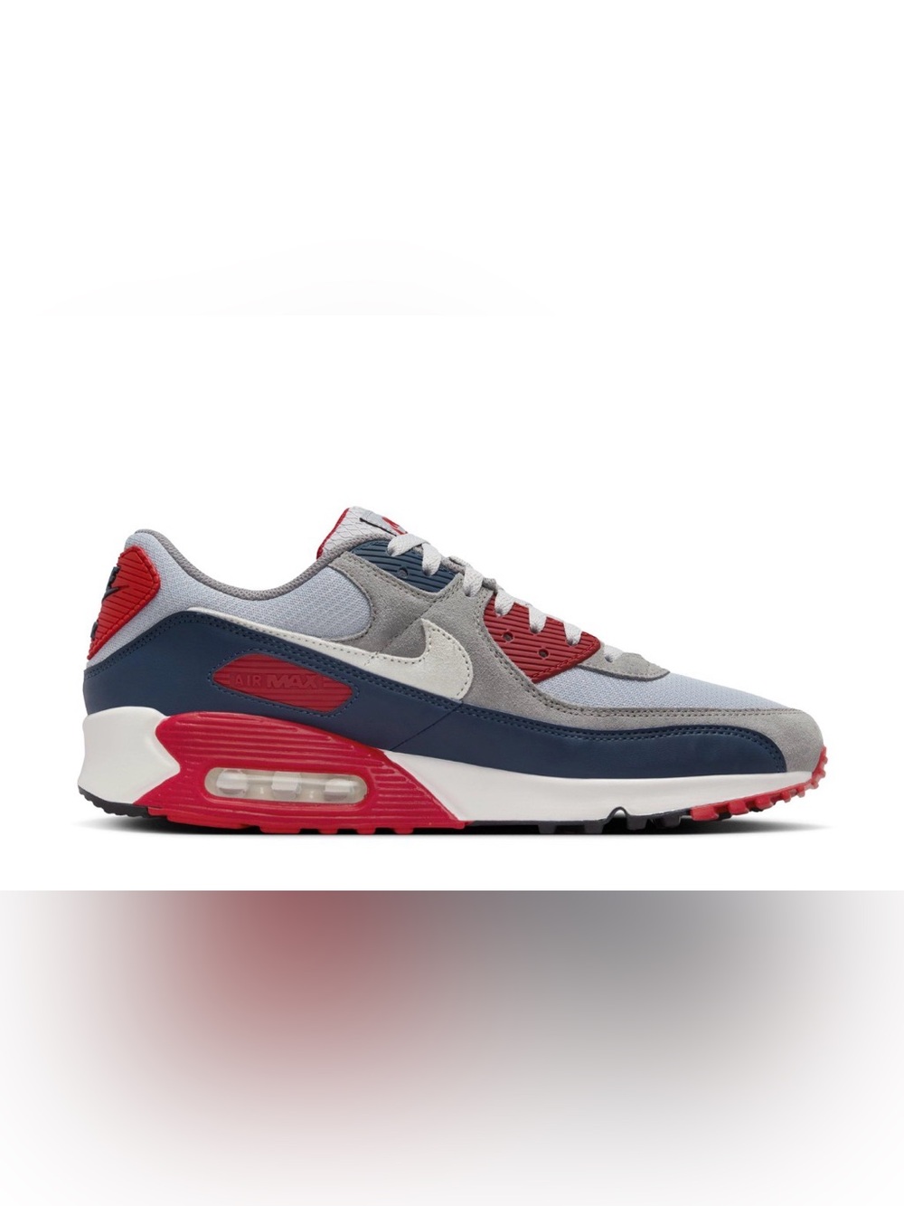 Nike Air Max 90 Men's Grey/Navy/Red Athletic Sneakers sz 7